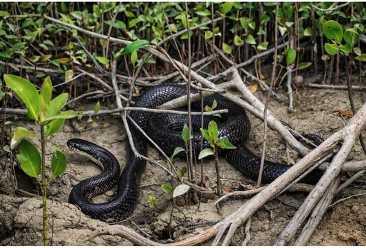 The Texas indigo snake (Drymarchon melanurus erebennus) is a large, powerful, non-venomous snake native to southern Texas and parts of Mexico