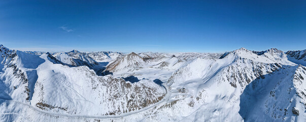 beautiful snowy mountain peaks. winter in the mountains. highlands
