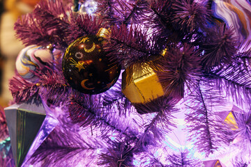 New Year decorations and Christmas atmosphere on a winter street in Moscow