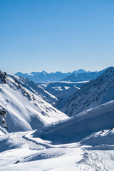 beautiful snowy mountain peaks. winter in the mountains. highlands