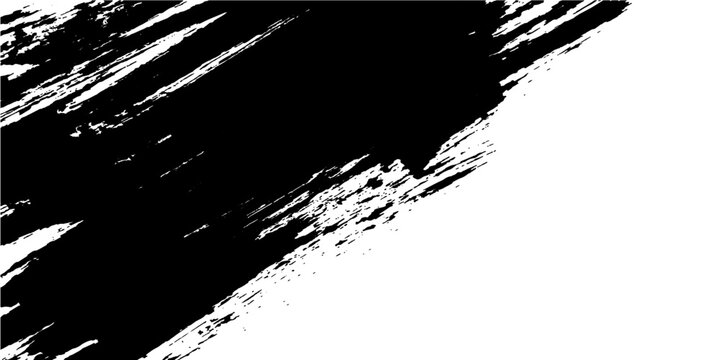 An abstract black and white grunge vector illustration featuring a dark ink splash texture with a dirty paint splatter border and artistic spray pattern on a messy paper design element