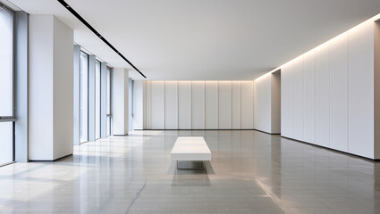 Fototapeta premium Modern minimalist interior showcasing light and space in a gallery