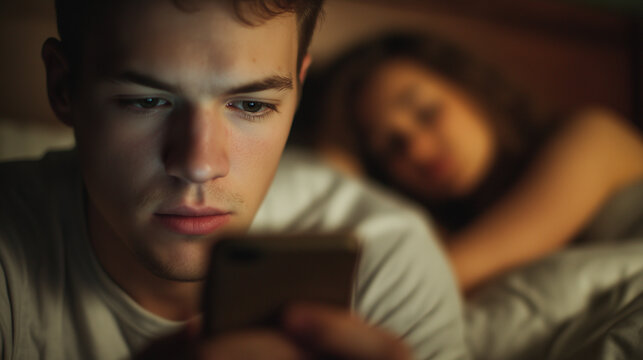 Man secretly checking partner&rsquo;s phone without consent.