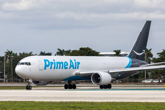 Amazon Prime Air Boeing 767-300ER(BDSF) airplane at Miami airport in the United States