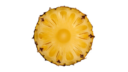 Fresh pineapple slice isolated on transparent background