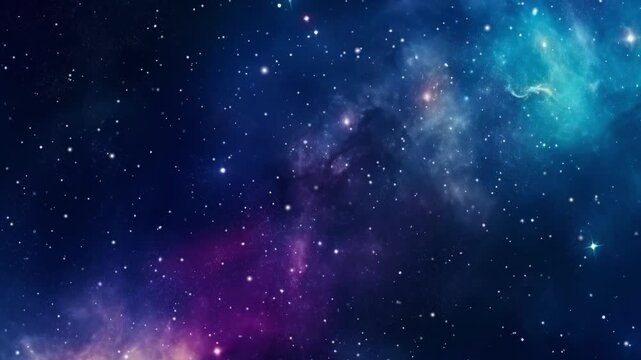 Seamless looped repetitive animation flight through deep space. Galaxy space background camera flying through the galaxy and nebula.
Night starry skies with twinkling stars motion background