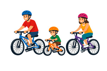 Fototapeta premium Family cycling together on a scenic background