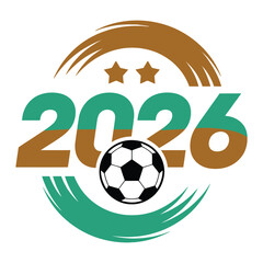 2026 soccer football abstract vector emblem with ball and circular brush elements