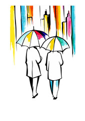 couple under umbrella