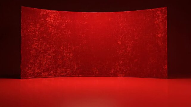 Abstract red illuminated surface with geometric pattern and light beam