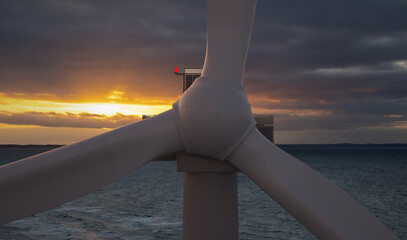 high-power offshore wind turbine design. 3d illustration