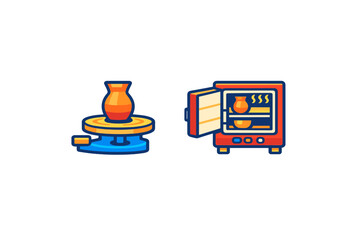 Pottery Wheel and Kiln Icons