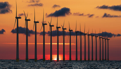 high-power offshore wind turbine design. 3d illustration