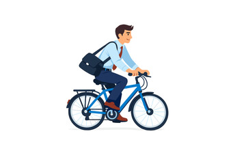 Obraz premium Man in Suit Riding Bicycle with Briefcase