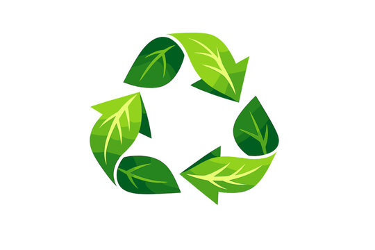 Green recycle symbol made of leaves