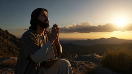 a person is praying in a quiet place at a height