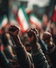 raised fists in protest 