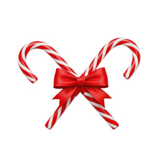 Candy canes with bow isolated on transparent background