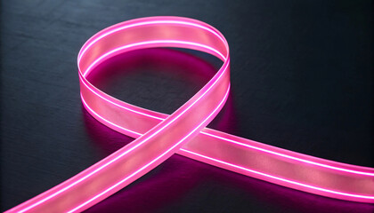 Vibrant Glowing Pink Ribbon for Breast Cancer Awareness and Support