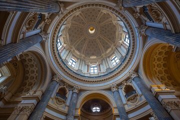 Obraz premium TURIN, ITALY, APRIL 1, 2025 - The inner of the dome of the basilica of Superga in Turin, Pedmont, Italy