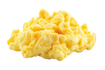 A plate of scrambled eggs isolated on transparent background