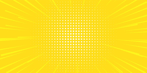 Yellow comic book background. Modern creative pop art orange halftone style background