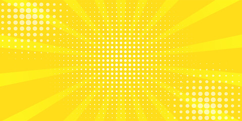 Yellow comic book background. Modern creative pop art orange halftone style background