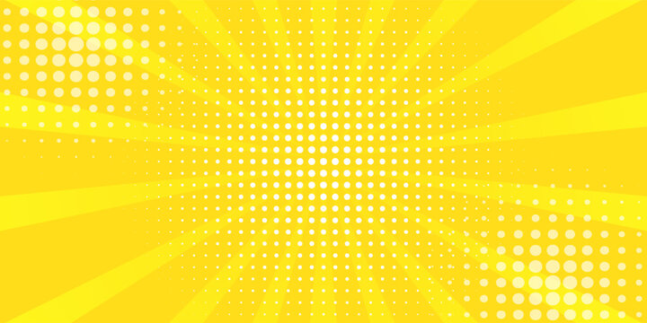 Yellow comic book background. Modern creative pop art orange halftone style background