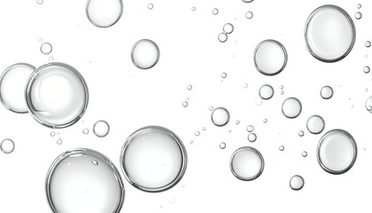 Transparent, spherical orbs float and overlap against a dark, featureless backdrop