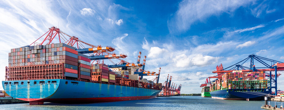 Container ships in the Port of Hamburg
