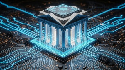 Modern tech structure isolated on white background