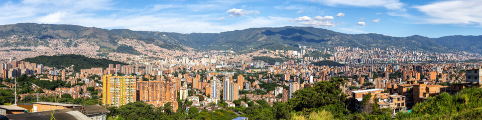 Medellin panorama skyline cityscape view from Calasanz on skyscrapers in downtown in Medell&iacute;n, Colombia
