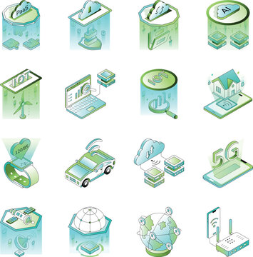 Pack of Futuristic Technology Isometric Illustrations 