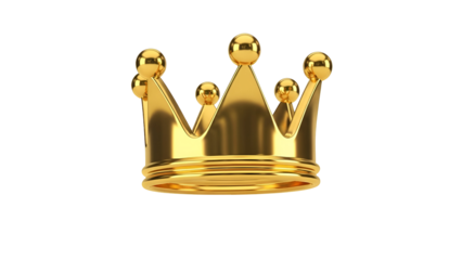 Golden Crown with Five Jewels on Black Background Shiny 1