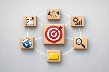 Circular business process with a central target and arrow