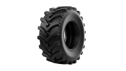 Black Tire with Deep Tread Pattern on Black Background