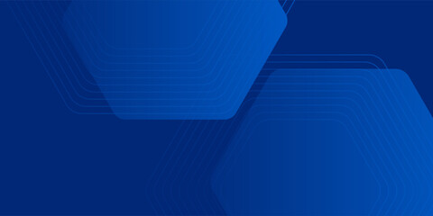 Modern abstract blue background with glowing geometric lines. Blue gradient hexagon shape design. Futuristic technology concept. Suit for banner, brochure, science, website, corporate, poster, cover