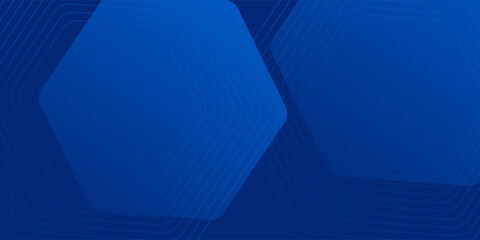 Modern abstract blue background with glowing geometric lines. Blue gradient hexagon shape design. Futuristic technology concept. Suit for banner, brochure, science, website, corporate, poster, cover