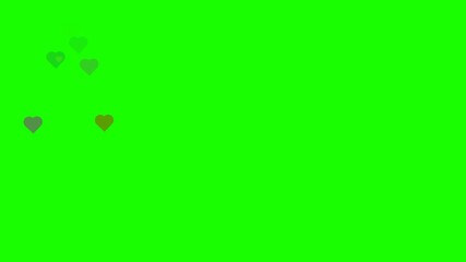 Colorful Hearts Floating Up Animation on Green Screen Background - Powered by Adobe