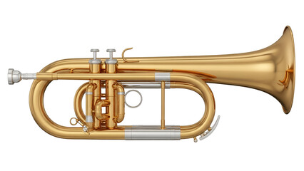 Obraz premium Golden Trumpet Musical Instrument on Black Background