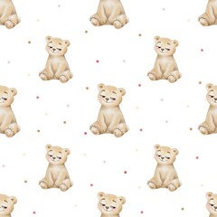 Obraz premium Cute bear pattern design for wrapping paper and textile use in various projects