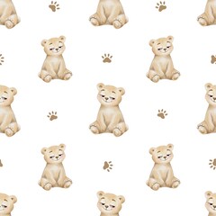 Fototapeta premium Cute bear pattern for wrapping paper, textile design, or wallpaper on white background