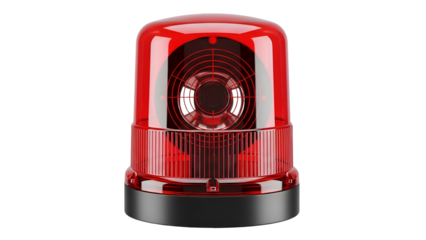 Red Emergency Light Beacon with Black Base on Black Background