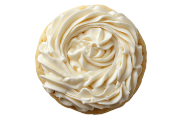 Classic frosted cookie for snack presentation on neutral white surface isolated on transparent background