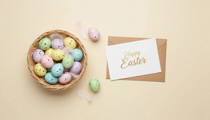 Sweet Easter composition on yellow background