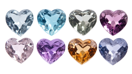 Colorful heart-shaped gemstones valentine's day collection