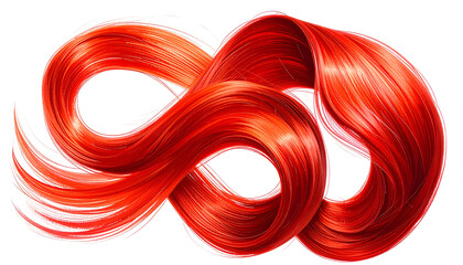 Vibrant, stylized infinity symbol formed from flowing strands of brilliant red hair