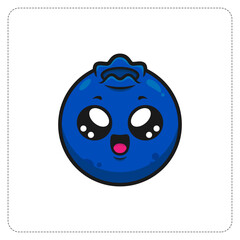 Fototapeta premium Cute Blue Berry Fruit Cartoon for Sticker and Logo