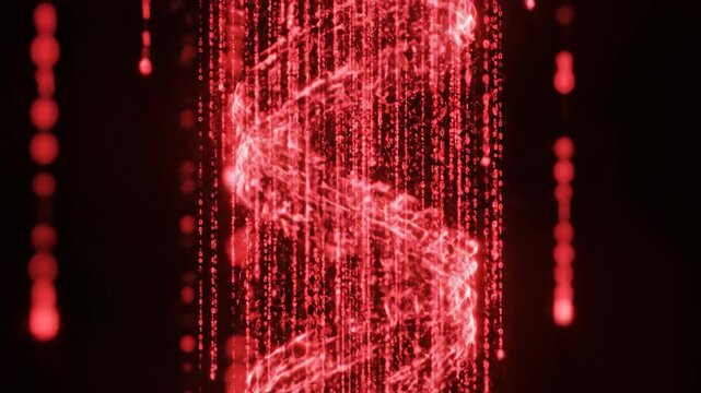 Abstract Red Data Streams Forming a DNA Helix Cyber Security Concept