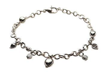 Trendy charm bracelet for everyday wear on neutral white surface isolated on transparent background
